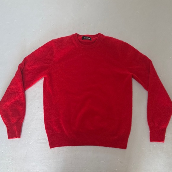 NAADAM Cashmere Sweater Sz M Red The Original Crewneck Ribbed Detail Minimalist - Picture 2 of 12